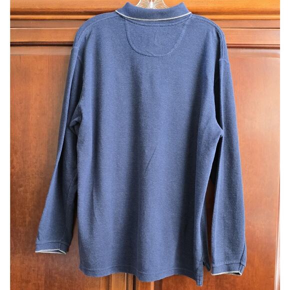 Chaps Ralph Lauren Long Sleeve Polo Sz M Navy Blue - Picture 2 of 3